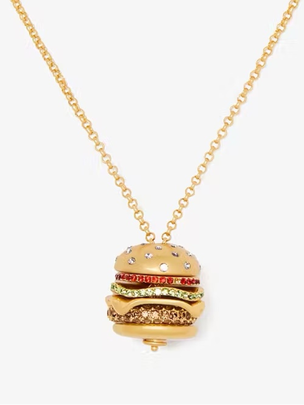 🍔 Kate Spade New York Fast Food Hamburger Burger Pendant Necklace NEW NWT